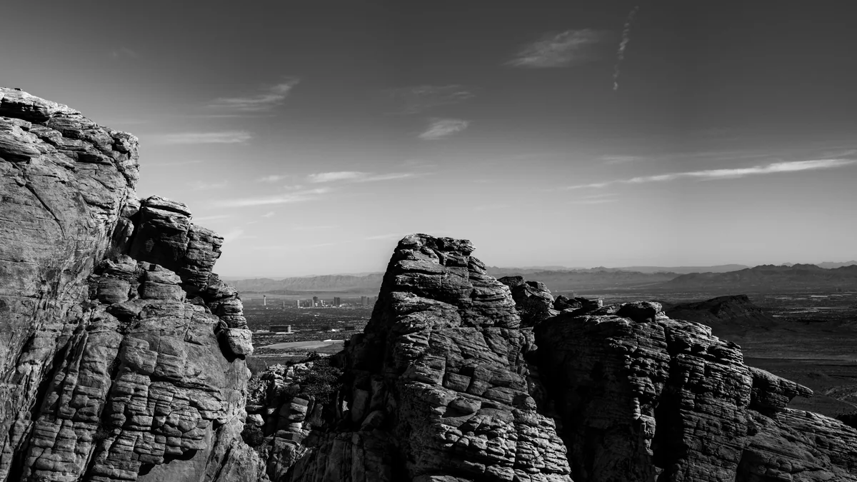 Las Vegas seen in the distance from Red Rock Canyon.